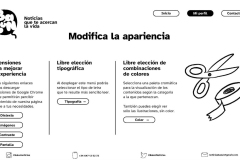 Opciones para modificar apariencia de las noticias